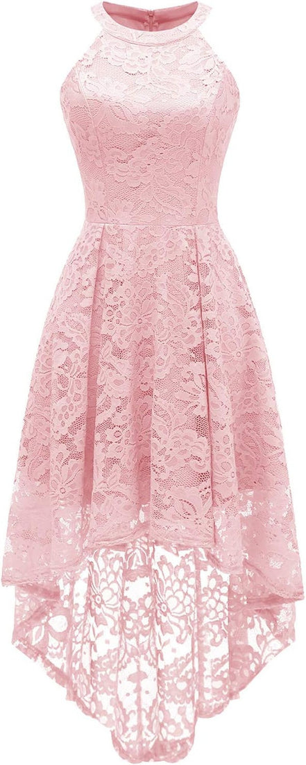Women Halter Lace Wedding Guest Dress Hi - Lo Cocktail Party Bridesmaid Formal Dresses - Simply Just Deals LLCWomen Halter Lace Wedding Guest Dress Hi - Lo Cocktail Party Bridesmaid Formal Dressesbaf092ec-9ecc-406c-b3c9-26f507068b47PinkX - SmallWomen Halter Lace Wedding Guest Dress Hi - Lo Cocktail Party Bridesmaid Formal Dresses