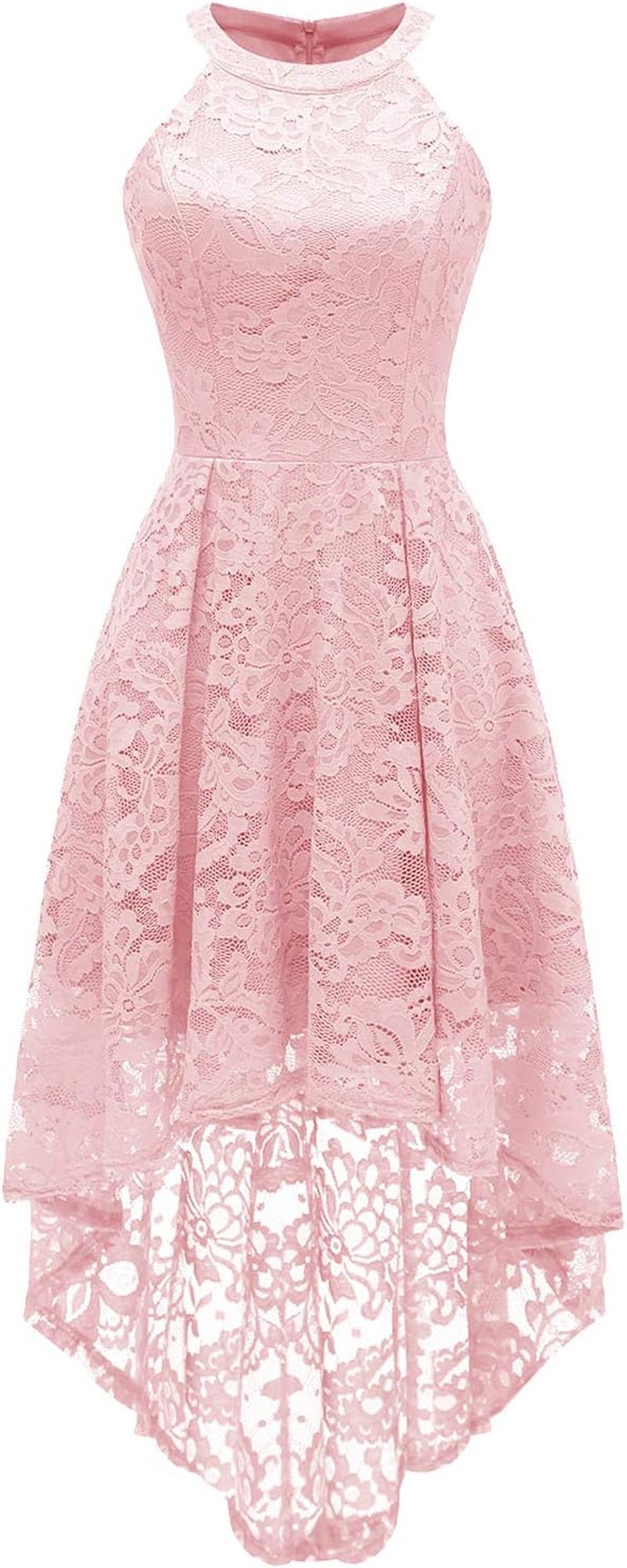 Women Halter Lace Wedding Guest Dress Hi - Lo Cocktail Party Bridesmaid Formal Dresses - Simply Just Deals LLCWomen Halter Lace Wedding Guest Dress Hi - Lo Cocktail Party Bridesmaid Formal Dressesbaf092ec-9ecc-406c-b3c9-26f507068b47PinkX - SmallWomen Halter Lace Wedding Guest Dress Hi - Lo Cocktail Party Bridesmaid Formal Dresses