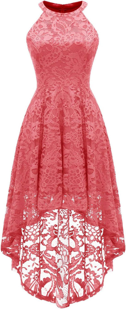 Women Halter Lace Wedding Guest Dress Hi - Lo Cocktail Party Bridesmaid Formal Dresses - Simply Just Deals LLCWomen Halter Lace Wedding Guest Dress Hi - Lo Cocktail Party Bridesmaid Formal Dresses8222aec2-43b6-46f5-9ff9-ef8c7b38a33bCoralX - SmallWomen Halter Lace Wedding Guest Dress Hi - Lo Cocktail Party Bridesmaid Formal Dresses
