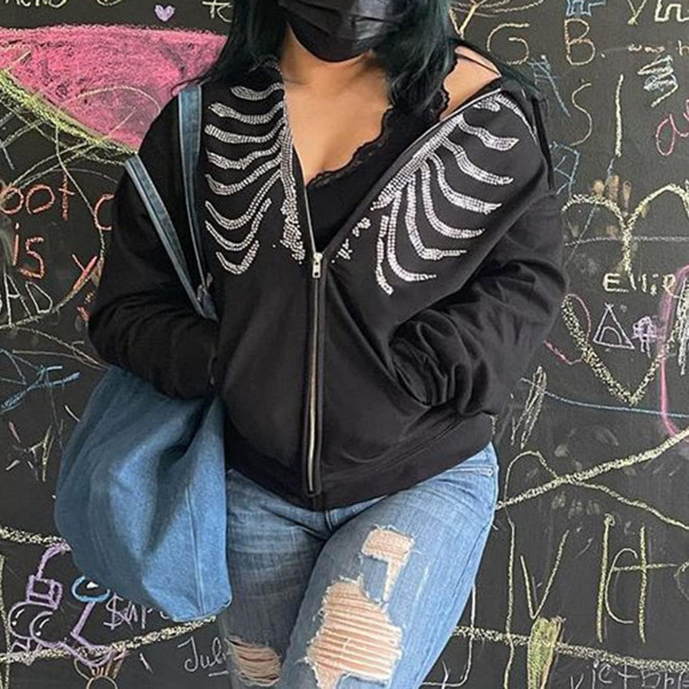 Women Y2K Skeleton Graphic Oversized Hooded Sweatshirts Zip up Drawstring Hoodies Pullover Jackets Coat Top A - Black - Simply Just Deals LLCWomen Y2K Skeleton Graphic Oversized Hooded Sweatshirts Zip up Drawstring Hoodies Pullover Jackets Coat Top A - Black40ed2cfc-e66f-44ee-a2d8-2069ae0eac59Women Y2K Skeleton Graphic Oversized Hooded Sweatshirts Zip up Drawstring Hoodies Pullover Jackets Coat Top A - Black