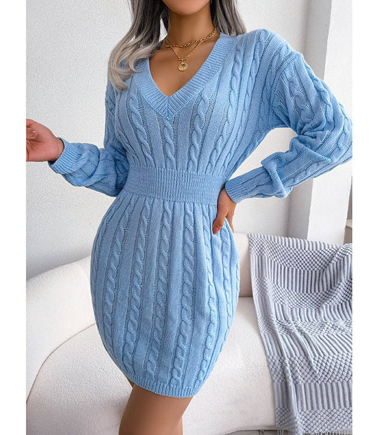 Women's 2025 Fall Winter V - Neck Bodycon Mini Sweater Dress Long Sleeve Pullover Knit Dress Casual & Sexy Tight Fit - Simply Just Deals LLCWomen's 2025 Fall Winter V - Neck Bodycon Mini Sweater Dress Long Sleeve Pullover Knit Dress Casual & Sexy Tight FitCJLY247221409IRBlueLWomen's 2025 Fall Winter V - Neck Bodycon Mini Sweater Dress Long Sleeve Pullover Knit Dress Casual & Sexy Tight Fit