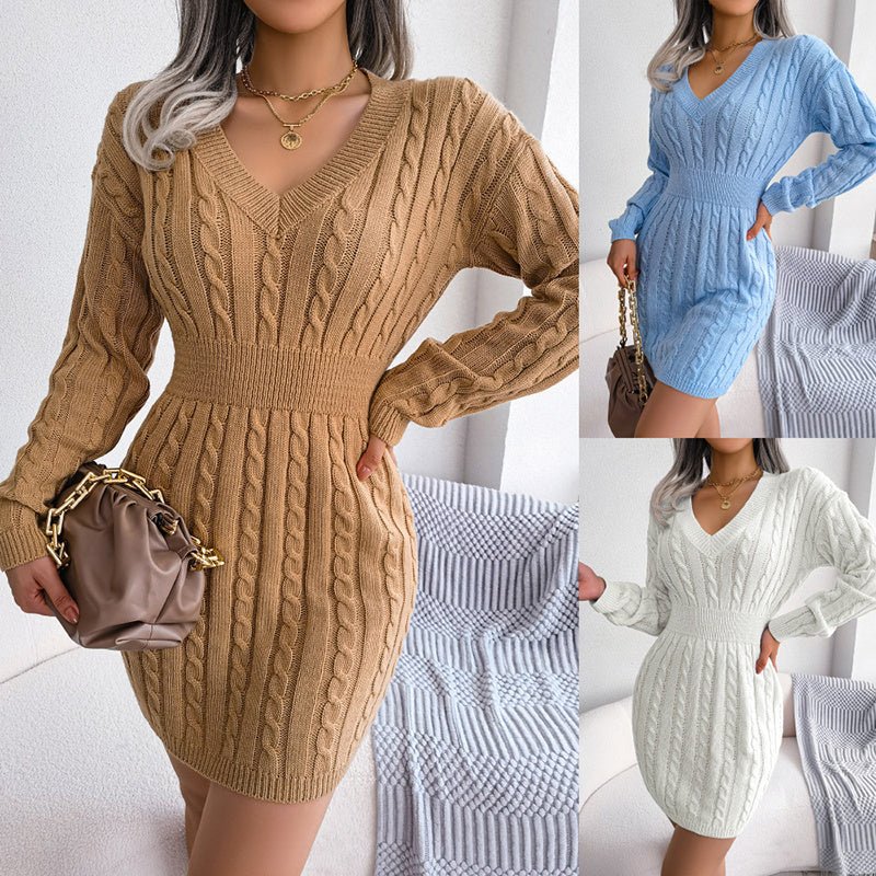 Women's 2025 Fall Winter V - Neck Bodycon Mini Sweater Dress Long Sleeve Pullover Knit Dress Casual & Sexy Tight Fit - Simply Just Deals LLCWomen's 2025 Fall Winter V - Neck Bodycon Mini Sweater Dress Long Sleeve Pullover Knit Dress Casual & Sexy Tight FitCJLY247221409IRBlueLWomen's 2025 Fall Winter V - Neck Bodycon Mini Sweater Dress Long Sleeve Pullover Knit Dress Casual & Sexy Tight Fit