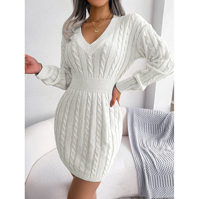 Women's 2025 Fall Winter V - Neck Bodycon Mini Sweater Dress Long Sleeve Pullover Knit Dress Casual & Sexy Tight Fit - Simply Just Deals LLCWomen's 2025 Fall Winter V - Neck Bodycon Mini Sweater Dress Long Sleeve Pullover Knit Dress Casual & Sexy Tight FitCJLY247221403CXWhiteLWomen's 2025 Fall Winter V - Neck Bodycon Mini Sweater Dress Long Sleeve Pullover Knit Dress Casual & Sexy Tight Fit