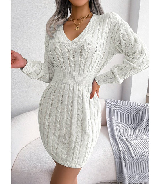 Women's 2025 Fall Winter V - Neck Bodycon Mini Sweater Dress Long Sleeve Pullover Knit Dress Casual & Sexy Tight Fit - Simply Just Deals LLCWomen's 2025 Fall Winter V - Neck Bodycon Mini Sweater Dress Long Sleeve Pullover Knit Dress Casual & Sexy Tight FitCJLY247221403CXWhiteLWomen's 2025 Fall Winter V - Neck Bodycon Mini Sweater Dress Long Sleeve Pullover Knit Dress Casual & Sexy Tight Fit