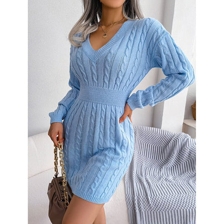 Women's 2025 Fall Winter V - Neck Bodycon Mini Sweater Dress Long Sleeve Pullover Knit Dress Casual & Sexy Tight Fit - Simply Just Deals LLCWomen's 2025 Fall Winter V - Neck Bodycon Mini Sweater Dress Long Sleeve Pullover Knit Dress Casual & Sexy Tight FitCJLY247221409IRBlueLWomen's 2025 Fall Winter V - Neck Bodycon Mini Sweater Dress Long Sleeve Pullover Knit Dress Casual & Sexy Tight Fit