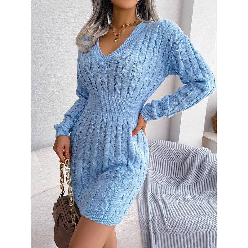 Women's 2025 Fall Winter V - Neck Bodycon Mini Sweater Dress Long Sleeve Pullover Knit Dress Casual & Sexy Tight Fit - Simply Just Deals LLCWomen's 2025 Fall Winter V - Neck Bodycon Mini Sweater Dress Long Sleeve Pullover Knit Dress Casual & Sexy Tight FitCJLY247221409IRBlueLWomen's 2025 Fall Winter V - Neck Bodycon Mini Sweater Dress Long Sleeve Pullover Knit Dress Casual & Sexy Tight Fit