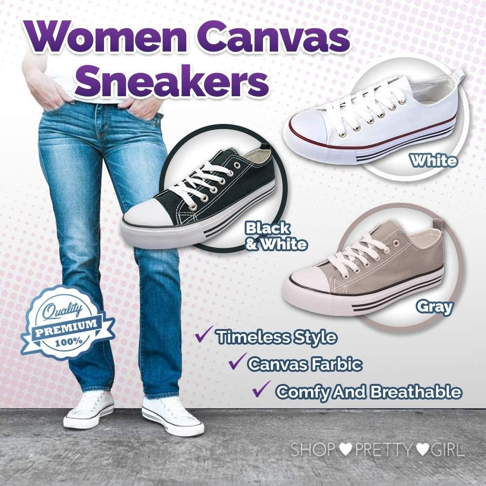 Women'S Casual Canvas Shoes Solid Colors Low Top Lace up Flat Fashion Sneakers (7, White) - Simply Just Deals LLCWomen'S Casual Canvas Shoes Solid Colors Low Top Lace up Flat Fashion Sneakers (7, White)a2b04324-335c-4954-b0d7-a5baef00afe5Women'S Casual Canvas Shoes Solid Colors Low Top Lace up Flat Fashion Sneakers (7, White)