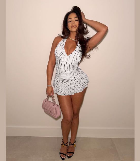 Women's Clothing Printed Sexy V - neck Halter Pleating Polka Dot Dress - Simply Just Deals LLCWomen's Clothing Printed Sexy V - neck Halter Pleating Polka Dot Dress0CJLY247737401AZWhiteSWomen's Clothing Printed Sexy V - neck Halter Pleating Polka Dot Dress