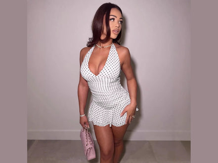 Women's Clothing Printed Sexy V - neck Halter Pleating Polka Dot Dress - Simply Just Deals LLCWomen's Clothing Printed Sexy V - neck Halter Pleating Polka Dot Dress0CJLY247737401AZWhiteSWomen's Clothing Printed Sexy V - neck Halter Pleating Polka Dot Dress