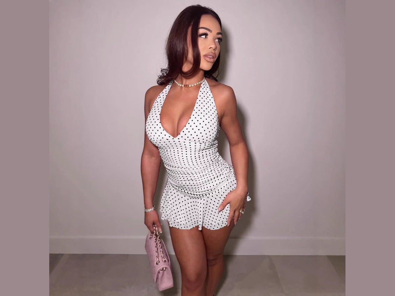 Women's Clothing Printed Sexy V - neck Halter Pleating Polka Dot Dress - Simply Just Deals LLCWomen's Clothing Printed Sexy V - neck Halter Pleating Polka Dot Dress0CJLY247737401AZWhiteSWomen's Clothing Printed Sexy V - neck Halter Pleating Polka Dot Dress