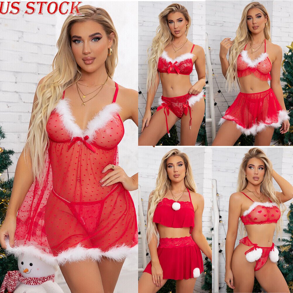 Women'S Lace Santa Sleepwear Red Christmas Lingerie Babydoll Nighties Xmas Gift - Simply Just Deals LLCWomen'S Lace Santa Sleepwear Red Christmas Lingerie Babydoll Nighties Xmas Gift7b529a61-6b06-4614-9a4e-fb4f459f9ddf2Red 366LWomen'S Lace Santa Sleepwear Red Christmas Lingerie Babydoll Nighties Xmas Gift