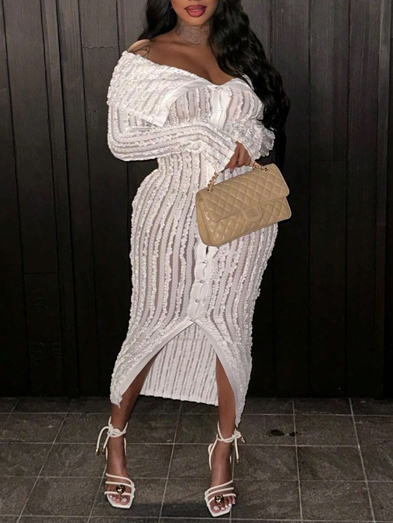 Women'S Off - Shoulder Long Sleeve Knitted Dress - Simply Just Deals LLCWomen'S Off - Shoulder Long Sleeve Knitted Dressdf180b60-969f-49df-80e5-a47e1bd9ddaeWhiteL (66.9 - 68.9 Inch)Women'S Off - Shoulder Long Sleeve Knitted Dress