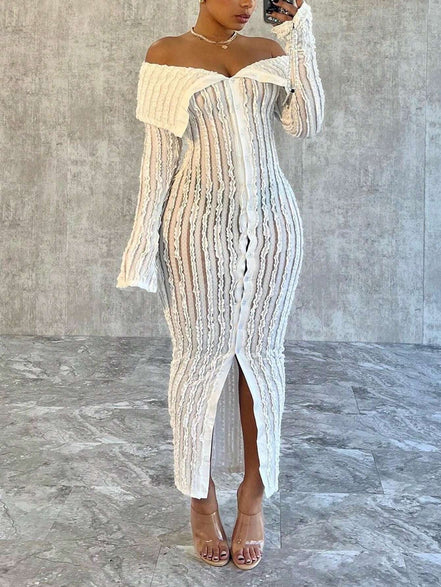 Women'S Off - Shoulder Long Sleeve Knitted Dress - Simply Just Deals LLCWomen'S Off - Shoulder Long Sleeve Knitted Dressdf180b60-969f-49df-80e5-a47e1bd9ddaeWhiteL (66.9 - 68.9 Inch)Women'S Off - Shoulder Long Sleeve Knitted Dress
