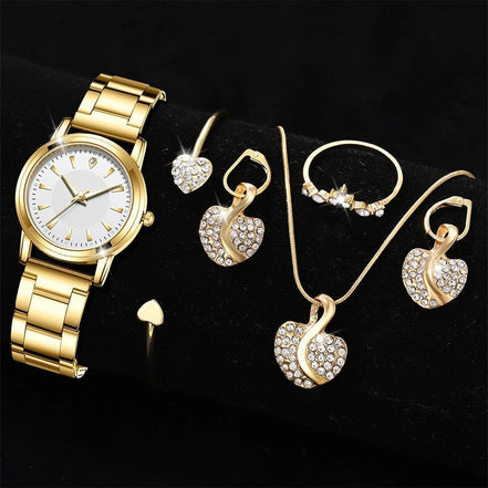 Women's Quartz Watch Gold Luxury Women Ring Necklace Earring Rhinestone Fashion Wristwatch Casual Ladies Watches Jewelry Set ﻿ - Simply Just Deals LLCWomen's Quartz Watch Gold Luxury Women Ring Necklace Earring Rhinestone Fashion Wristwatch Casual Ladies Watches Jewelry Set ﻿14201447303RoseWomen's Quartz Watch Gold Luxury Women Ring Necklace Earring Rhinestone Fashion Wristwatch Casual Ladies Watches Jewelry Set ﻿