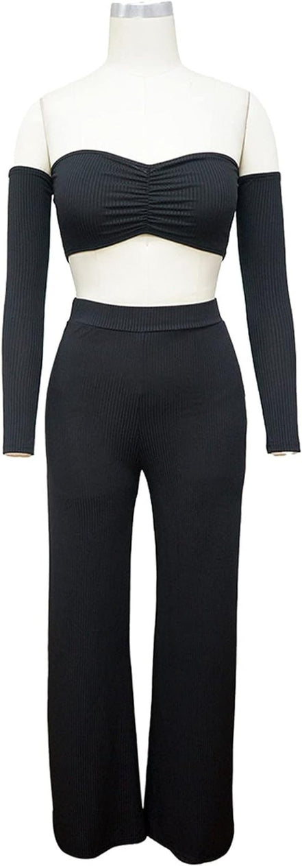 Women'S Sexy 2 Piece Outfits Clubwear off the Shoulder Crop Tops Long Loose Pant Set Long Sleeve Club Jumpsuits Black L - Simply Just Deals LLCWomen'S Sexy 2 Piece Outfits Clubwear off the Shoulder Crop Tops Long Loose Pant Set Long Sleeve Club Jumpsuits Black Lcf521dbd-ce96-48ce-8389-e4742d669d11Women'S Sexy 2 Piece Outfits Clubwear off the Shoulder Crop Tops Long Loose Pant Set Long Sleeve Club Jumpsuits Black L