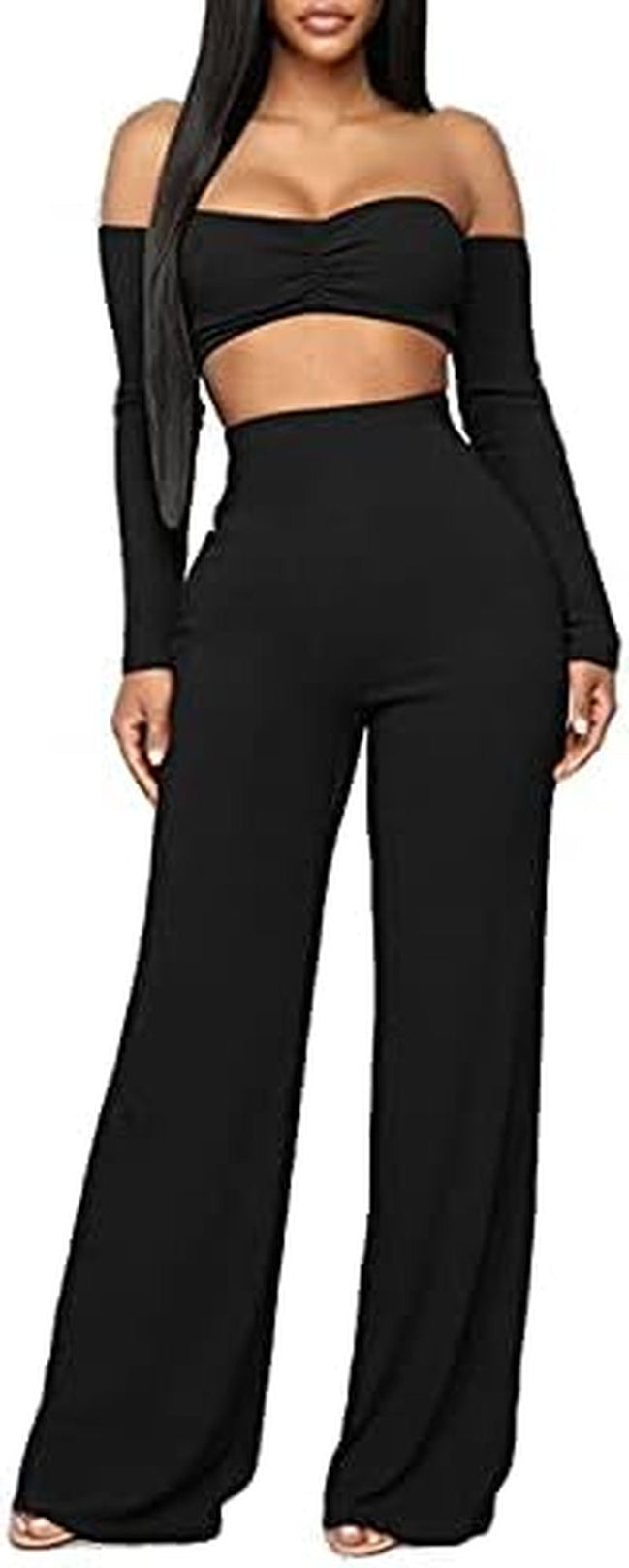 Women'S Sexy 2 Piece Outfits Clubwear off the Shoulder Crop Tops Long Loose Pant Set Long Sleeve Club Jumpsuits Black L - Simply Just Deals LLCWomen'S Sexy 2 Piece Outfits Clubwear off the Shoulder Crop Tops Long Loose Pant Set Long Sleeve Club Jumpsuits Black Lcf521dbd-ce96-48ce-8389-e4742d669d11Women'S Sexy 2 Piece Outfits Clubwear off the Shoulder Crop Tops Long Loose Pant Set Long Sleeve Club Jumpsuits Black L