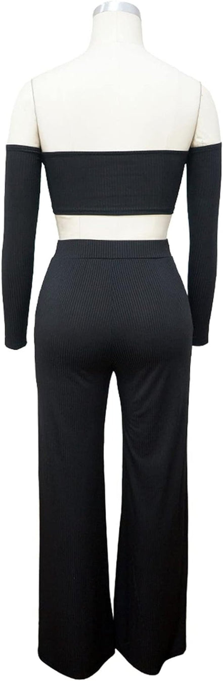 Women'S Sexy 2 Piece Outfits Clubwear off the Shoulder Crop Tops Long Loose Pant Set Long Sleeve Club Jumpsuits Black L - Simply Just Deals LLCWomen'S Sexy 2 Piece Outfits Clubwear off the Shoulder Crop Tops Long Loose Pant Set Long Sleeve Club Jumpsuits Black Lcf521dbd-ce96-48ce-8389-e4742d669d11Women'S Sexy 2 Piece Outfits Clubwear off the Shoulder Crop Tops Long Loose Pant Set Long Sleeve Club Jumpsuits Black L