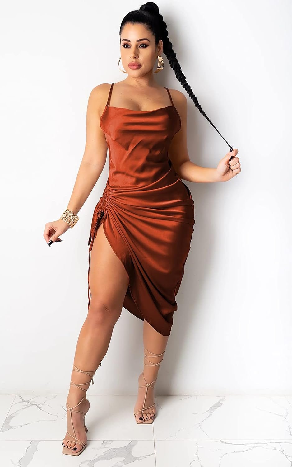 Women'S Summer Sexy Ruched Midi Adjustable Spaghetti Strap Bodycon Drawstring Side Slit Slip Party Clubwear Dress, A - Copper, Small - Simply Just Deals LLCWomen'S Summer Sexy Ruched Midi Adjustable Spaghetti Strap Bodycon Drawstring Side Slit Slip Party Clubwear Dress, A - Copper, Small1a2a924f-3518-4bd6-90d5-243c8e3adf07Women'S Summer Sexy Ruched Midi Adjustable Spaghetti Strap Bodycon Drawstring Side Slit Slip Party Clubwear Dress, A - Copper, Small