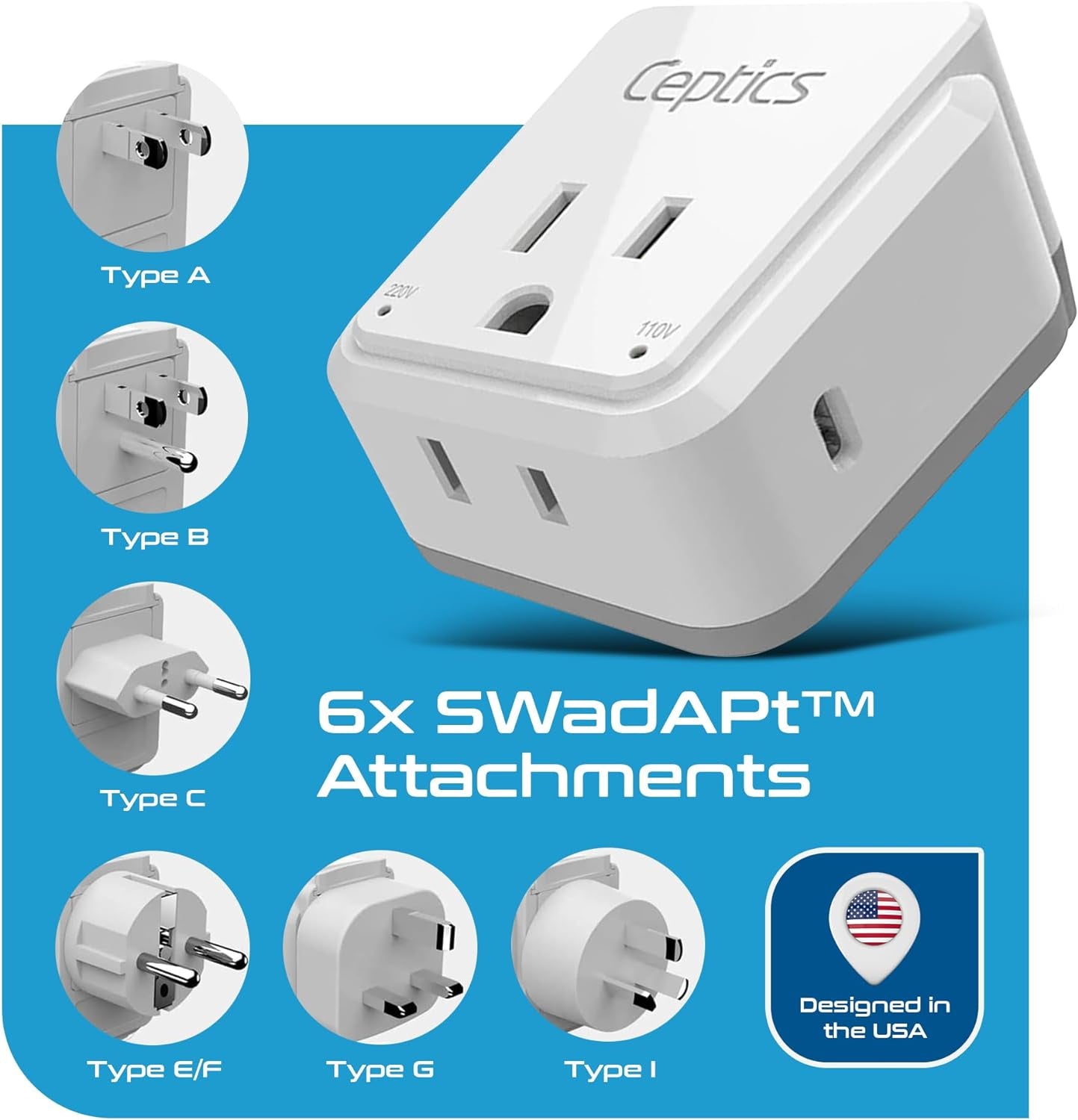 World Travel Plug Adapter Set, Safe USB - C 3.0 - 2 USA Socket,30W PD & QC - Compact & Powerful - Use in Europe Includes Type A, B, C, E/F, G, I Swadapt Attachments (PAK - 30 - WS) - Simply Just Deals LLCWorld Travel Plug Adapter Set, Safe USB - C 3.0 - 2 USA Socket,30W PD & QC - Compact & Powerful - Use in Europe Includes Type A, B, C, E/F, G, I Swadapt Attachments (PAK - 30 - WS)e7960736-b9b1-47b1-bc4d-50019e0d454bWorld Set - 30W Usb - CWorld Travel Plug Adapter Set, Safe USB - C 3.0 - 2 USA S
