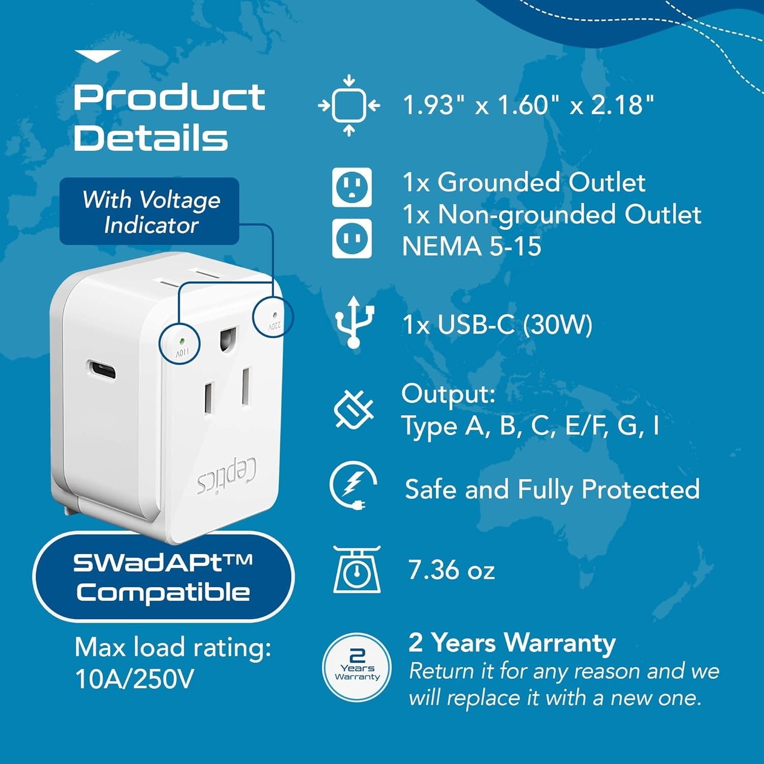World Travel Plug Adapter Set, Safe USB - C 3.0 - 2 USA Socket,30W PD & QC - Compact & Powerful - Use in Europe Includes Type A, B, C, E/F, G, I Swadapt Attachments (PAK - 30 - WS) - Simply Just Deals LLCWorld Travel Plug Adapter Set, Safe USB - C 3.0 - 2 USA Socket,30W PD & QC - Compact & Powerful - Use in Europe Includes Type A, B, C, E/F, G, I Swadapt Attachments (PAK - 30 - WS)e7960736-b9b1-47b1-bc4d-50019e0d454bWorld Set - 30W Usb - CWorld Travel Plug Adapter Set, Safe USB - C 3.0 - 2 USA S